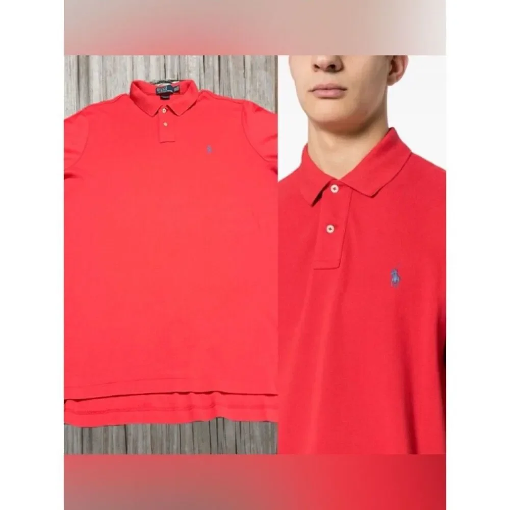 Ralph Lauren Red Polo Shirt with Blue  Logo XXL